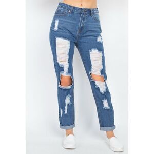 Distressed Ripped Knee boyfriend Jeans